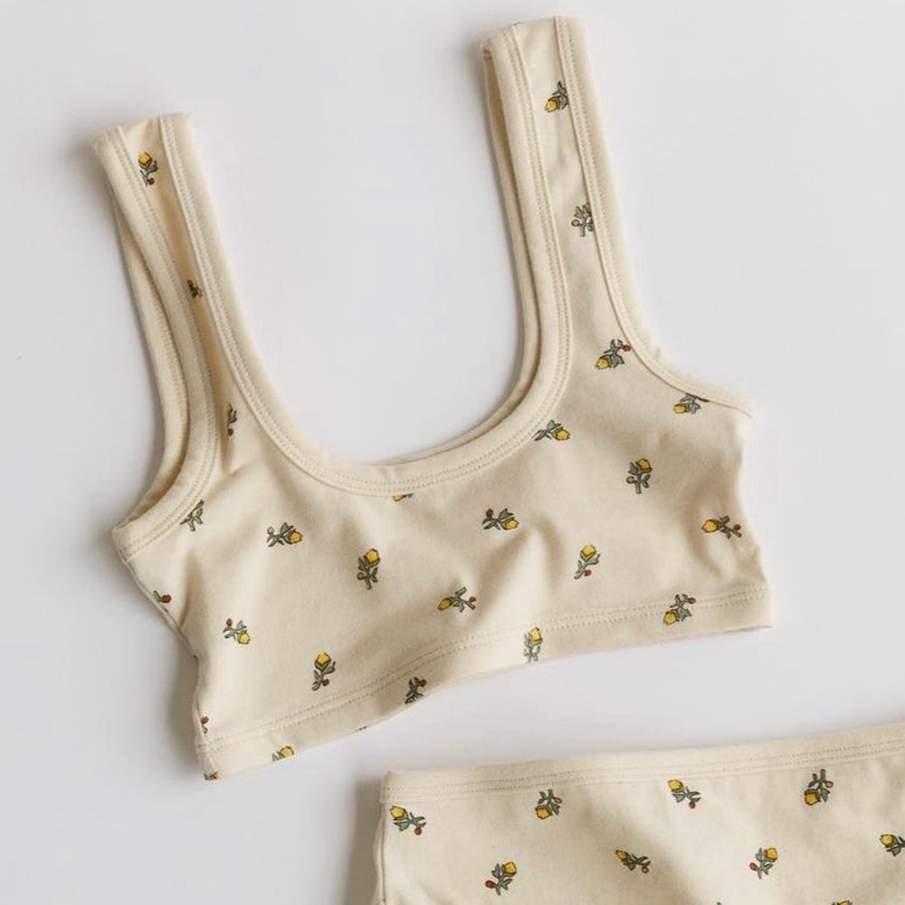 ARQ Wide-Strap bra in yellow calico, size XL - discontinued